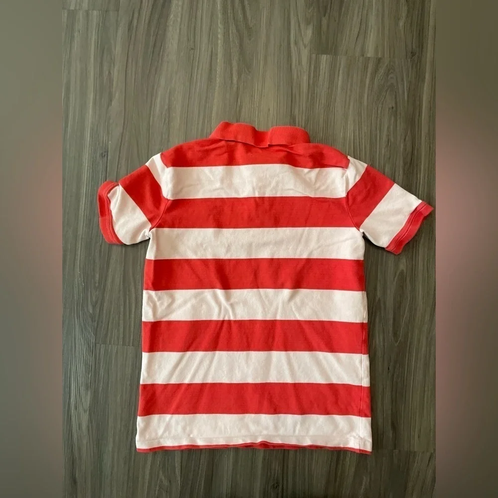 Old Navy Big Boys RedOrange and White Striped Polo Shirt size L 10/12